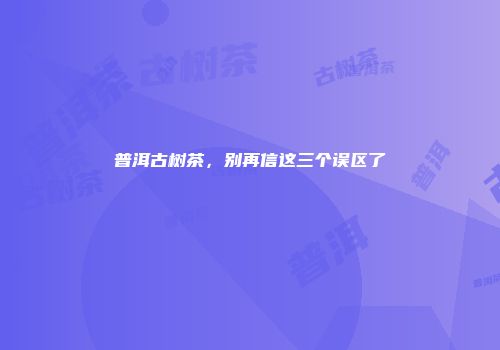 普洱古树茶，别再信这三个误区了