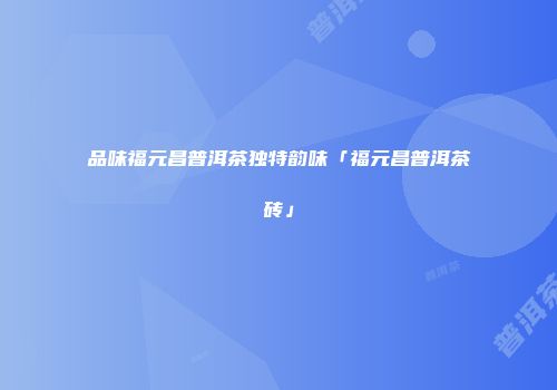 品味福元昌普洱茶独特韵味「福元昌普洱茶砖」
