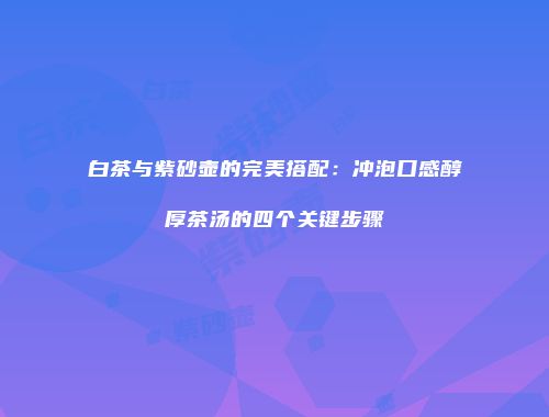 白茶与紫砂壶的完美搭配：冲泡口感醇厚茶汤的四个关键步骤