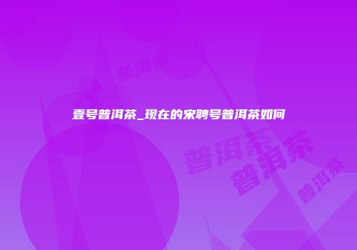 壹号普洱茶_现在的宋聘号普洱茶如何