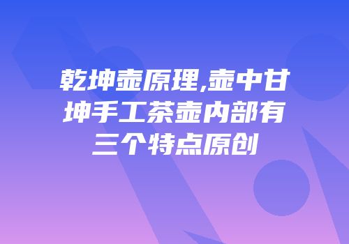 乾坤壶原理,壶中甘坤手工茶壶内部有三个特点原创
