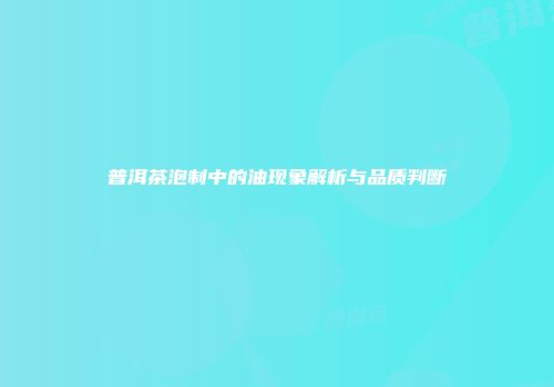 普洱茶泡制中的油现象解析与品质判断