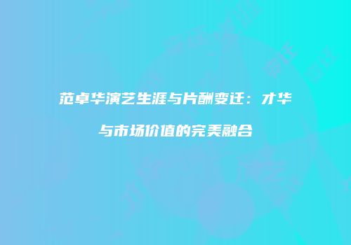 范卓华演艺生涯与片酬变迁：才华与市场价值的完美融合