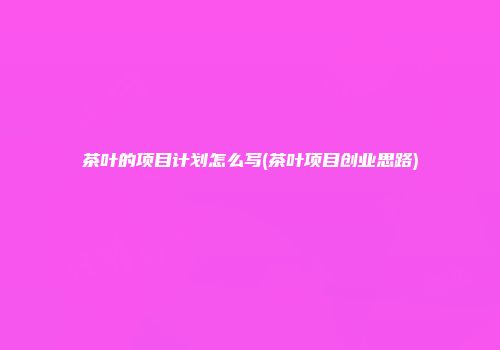 茶叶的项目计划怎么写(茶叶项目创业思路)