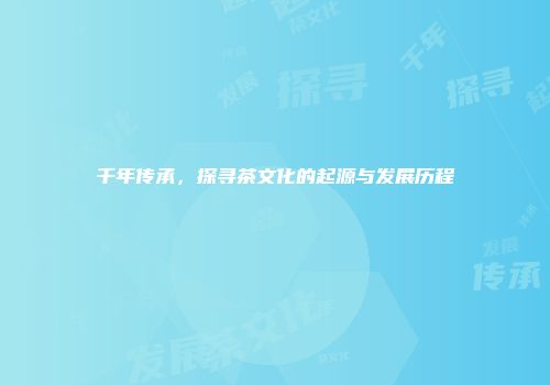 千年传承，探寻茶文化的起源与发展历程