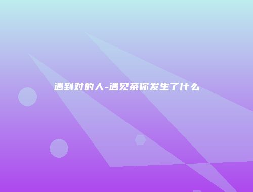 遇到对的人-遇见茶你发生了什么