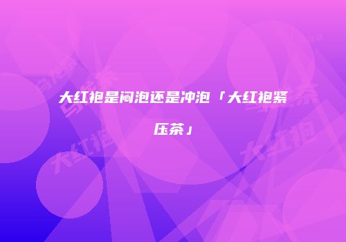 大红袍是闷泡还是冲泡「大红袍紧压茶」