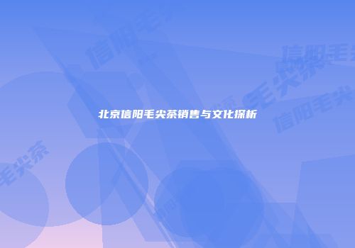北京信阳毛尖茶销售与文化探析