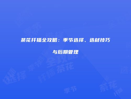 茶花扦插全攻略：季节选择、选材技巧与后期管理