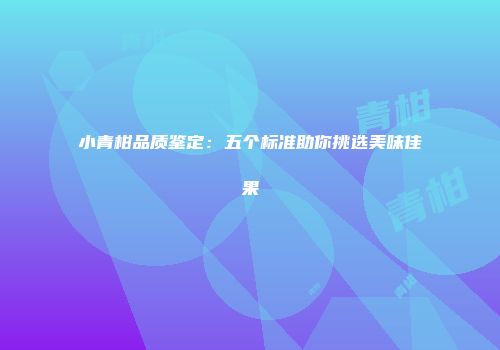 小青柑品质鉴定：五个标准助你挑选美味佳果