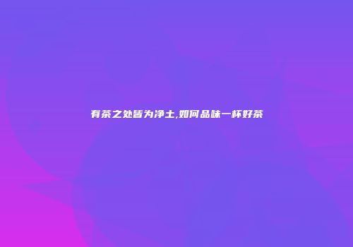 有茶之处皆为净土,如何品味一杯好茶