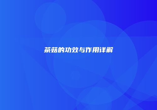 茶菇的功效与作用详解