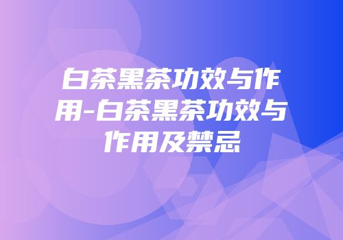 白茶黑茶功效与作用-白茶黑茶功效与作用及禁忌
