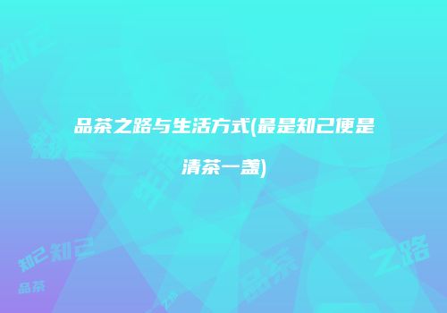 品茶之路与生活方式(最是知己便是清茶一盏)