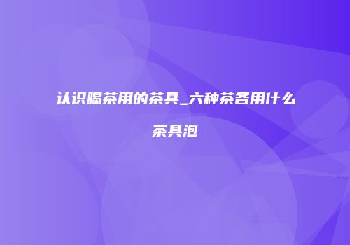 认识喝茶用的茶具_六种茶各用什么茶具泡