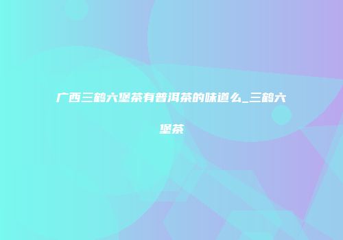 广西三鹤六堡茶有普洱茶的味道么_三鹤六堡茶