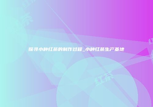 探寻小种红茶的制作过程_小种红茶生产基地