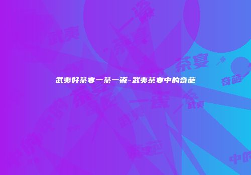 武夷好茶宴一茶一瓷-武夷茶宴中的奇葩