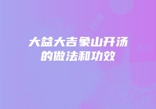 大益大吉象山开汤的做法和功效