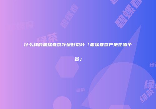 什么样的碧螺春茶叶是好茶叶「碧螺春茶产地在哪个省」