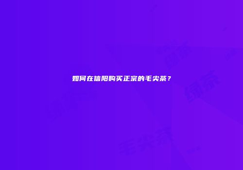 如何在信阳购买正宗的毛尖茶？