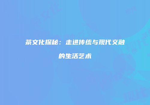茶文化探秘：走进传统与现代交融的生活艺术