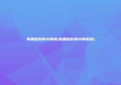 有哪些好的小青柑(有哪些好的小青柑茶)