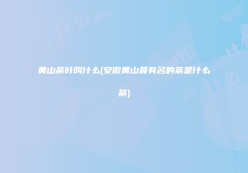 黄山茶叶叫什么(安徽黄山最有名的茶是什么茶)