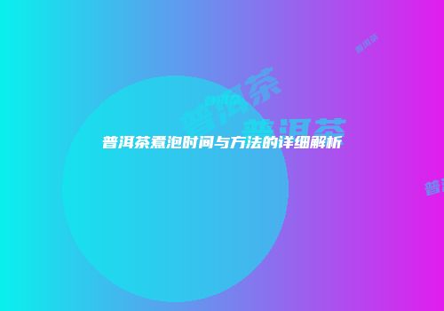 普洱茶煮泡时间与方法的详细解析