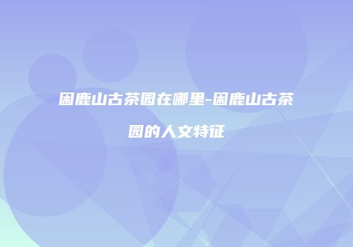 困鹿山古茶园在哪里-困鹿山古茶园的人文特征