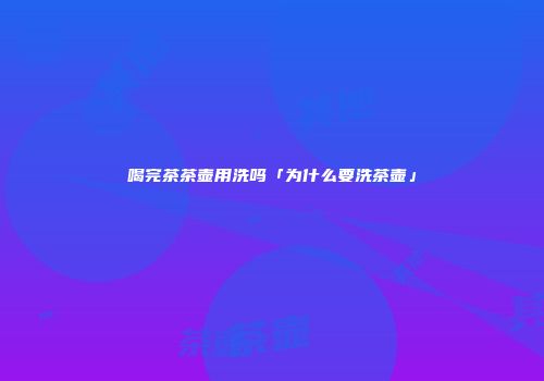 喝完茶茶壶用洗吗「为什么要洗茶壶」