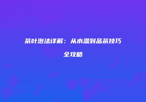 茶叶泡法详解：从水温到品茶技巧全攻略