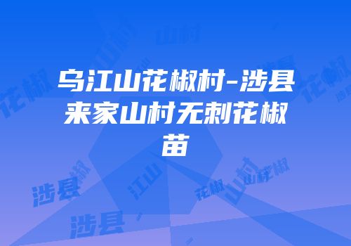 乌江山花椒村-涉县来家山村无刺花椒苗