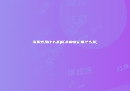 铁观音是什么茶(红茶的金花是什么茶)