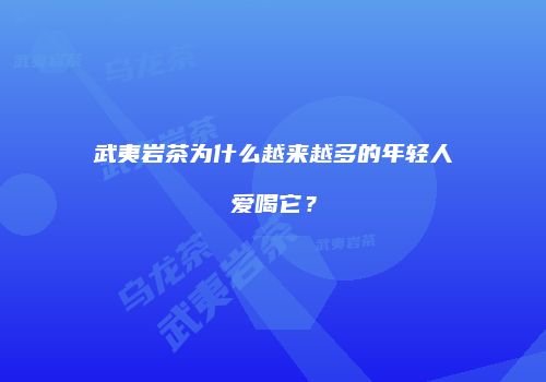 武夷岩茶为什么越来越多的年轻人爱喝它？
