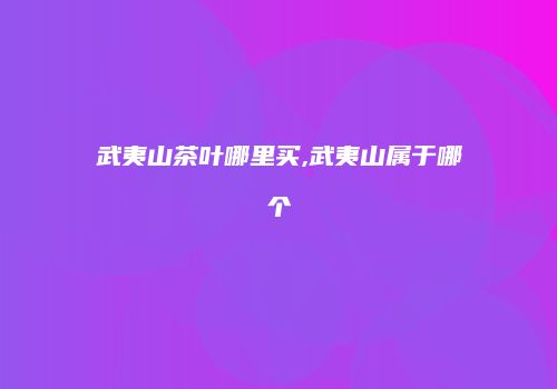 武夷山茶叶哪里买,武夷山属于哪个