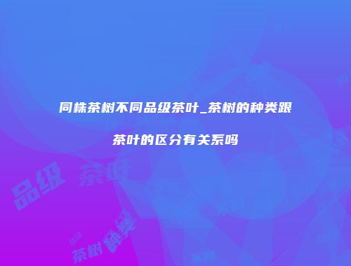 同株茶树不同品级茶叶_茶树的种类跟茶叶的区分有关系吗