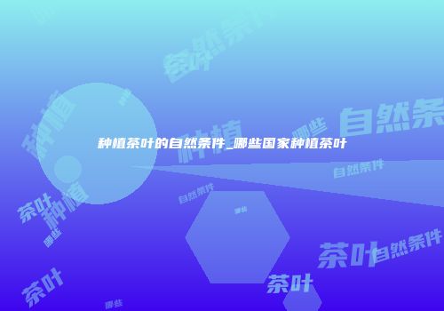 种植茶叶的自然条件_哪些国家种植茶叶