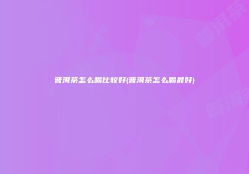 普洱茶怎么喝比较好(普洱茶怎么喝最好)