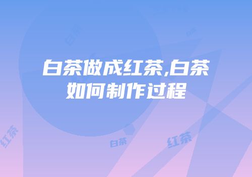 白茶做成红茶,白茶如何制作过程