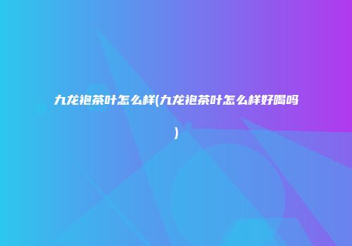九龙袍茶叶怎么样(九龙袍茶叶怎么样好喝吗)