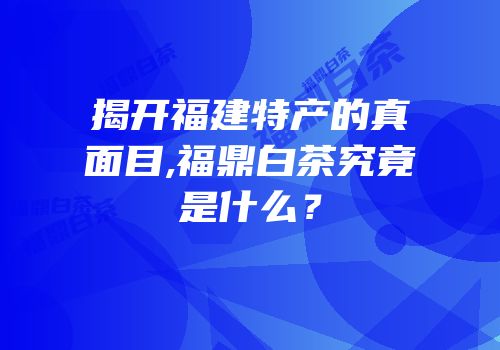 揭开福建特产的真面目,福鼎白茶究竟是什么？