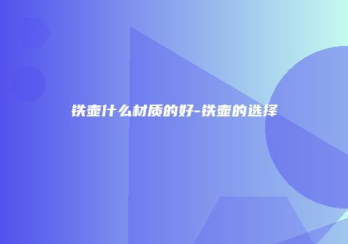 铁壶什么材质的好-铁壶的选择