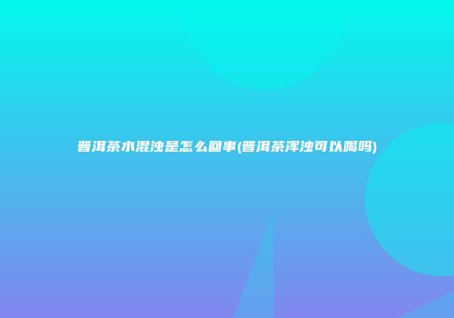 普洱茶水混浊是怎么回事(普洱茶浑浊可以喝吗)