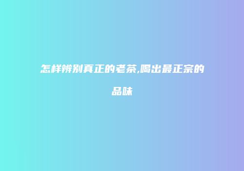 怎样辨别真正的老茶,喝出最正宗的品味