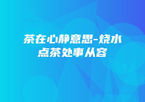 茶在心静意思-烧水点茶处事从容