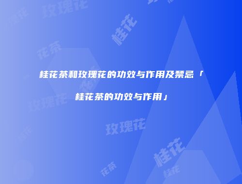 桂花茶和玫瑰花的功效与作用及禁忌「桂花茶的功效与作用」