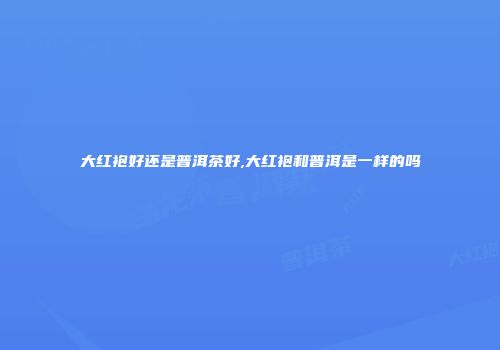 大红袍好还是普洱茶好,大红袍和普洱是一样的吗