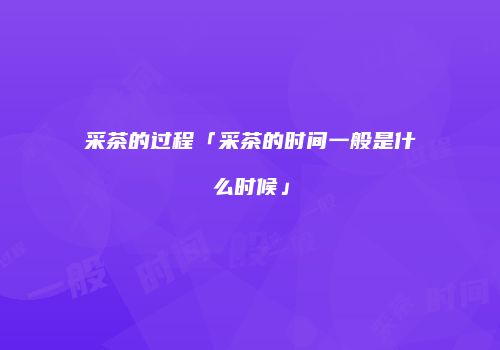 采茶的过程「采茶的时间一般是什么时候」