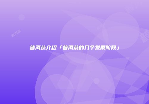 普洱茶介绍「普洱茶的几个发展阶段」